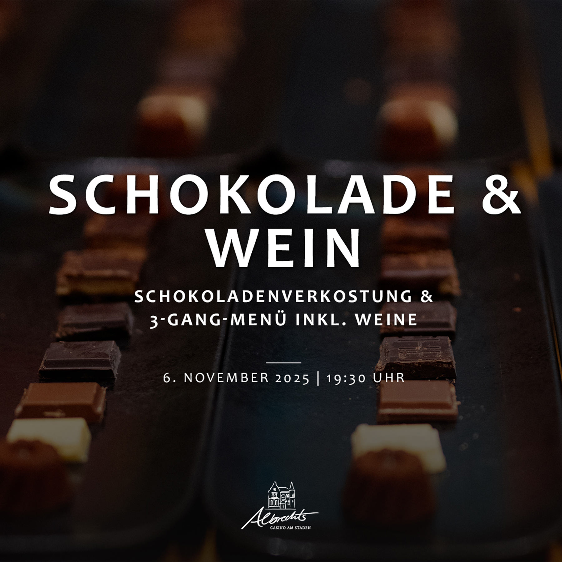 6. November Saarbrücken: Schokolade und Wein in Albrecht's Casino am Staden mit Master of Wine Frank Roeder