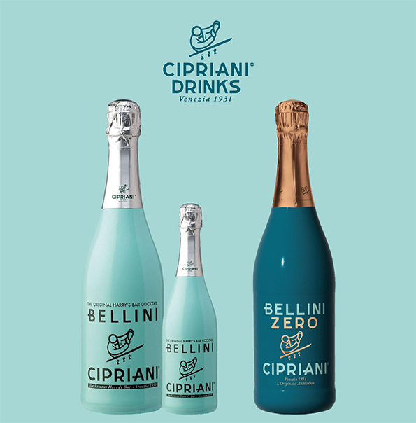 Bellini - das Original von Cipriani aus Harrys Bar in Venedig - ist sofort auch in der Kleinflasche und als akoholfreie Variante ZERO verfügbar