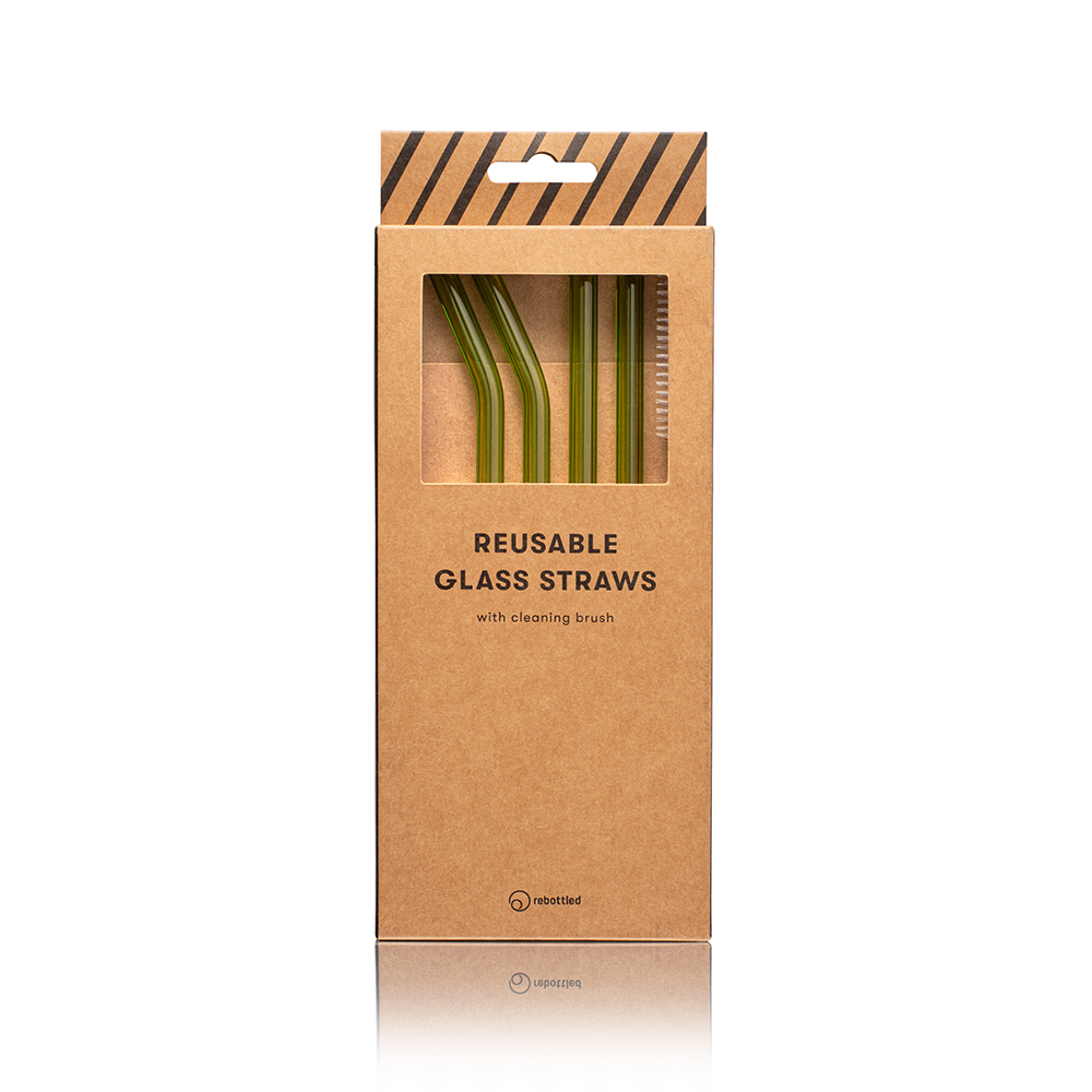 Glas-Trinkhalme grün 4er Pack